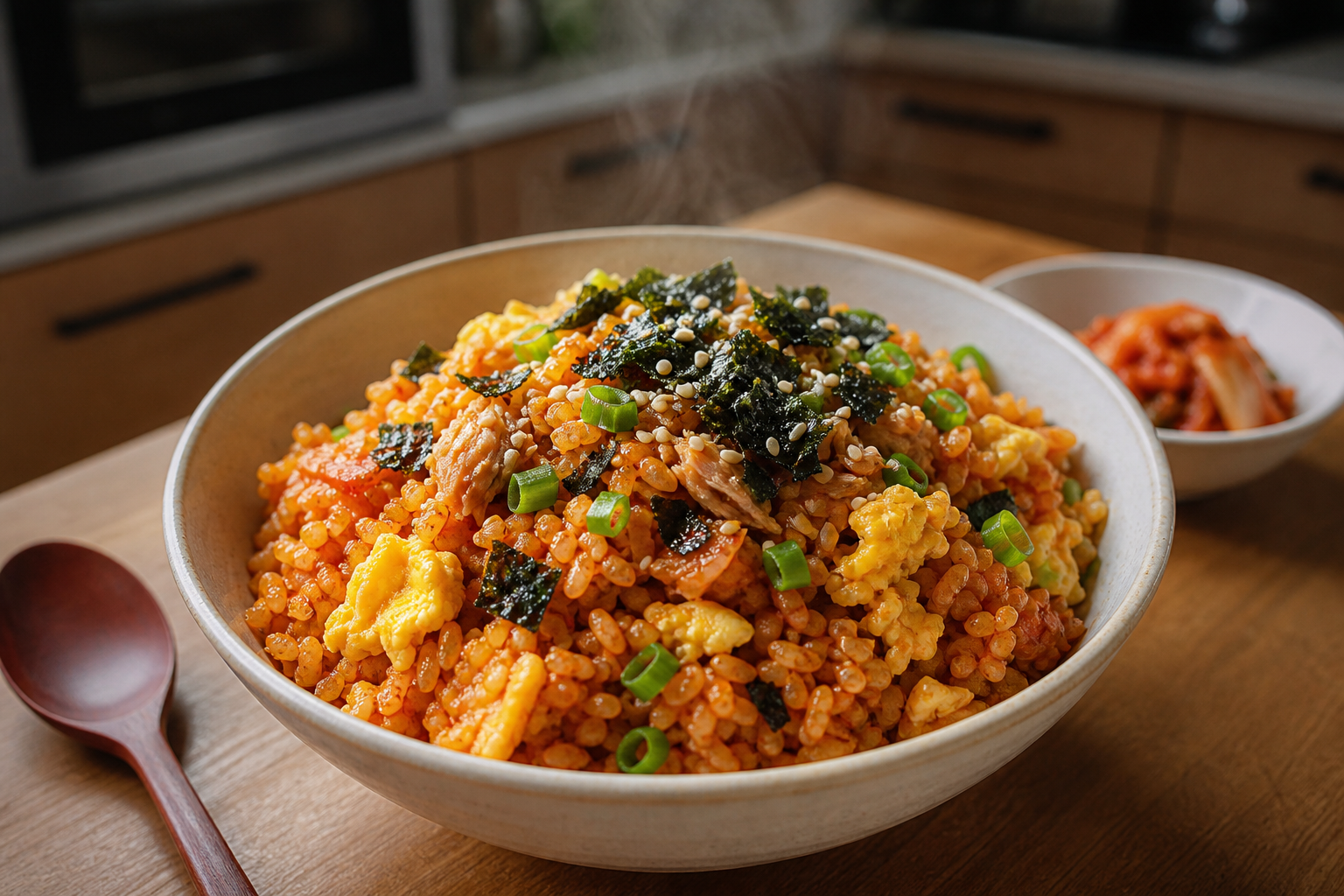 12-Minute Spicy Tuna Kimchi Fried Rice After Work