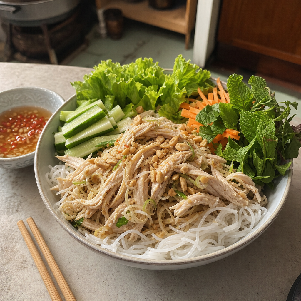 Shredded Chicken Noodle Salad